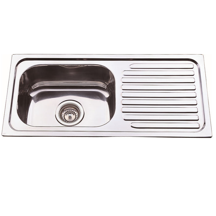 760*360*170mm BK Traditionell 304 Stainless Steel Square Top Mount Wirh Drainer Laundry Kitchen Sink - HD reno