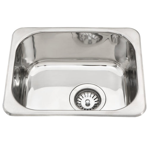 390*320*160mm BK Traditionell 304 Stainless Steel Chrome Square Top Mount Single Bowl Laundry Kitchen Sink - HD reno