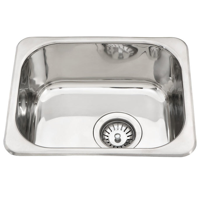 390*320*160mm BK Traditionell 304 Stainless Steel Chrome Square Top Mount Single Bowl Laundry Kitchen Sink - HD reno