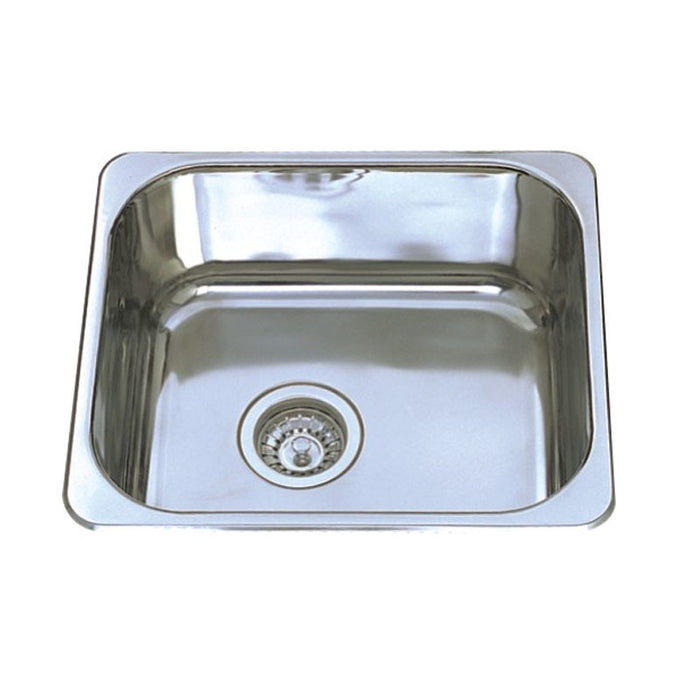 440*390*170mm BK Traditionell 304 Stainless Steel Chrome Square Top Mount Single Bowl Laundry Kitchen Sink - HD reno