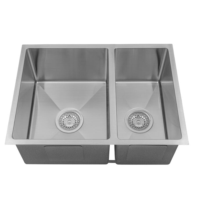600*440*230mm BK Arcko LUX Top Mount / Under Mount Chrome Square Stainless Steel 304 Double Bowls Laundry Kitchen Sink - HD reno
