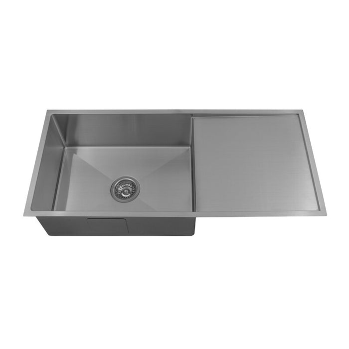 980*440*230mm BK Arcko LUX Stainless Chrome Steel Square Top Mount / Under Mount Single Bowl With Drainer 304 Laundry Kitchen Sink - HD reno