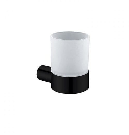 BK SS RUND Chrome/Matt Black Stainless Steel Single Round Tumbler Holders