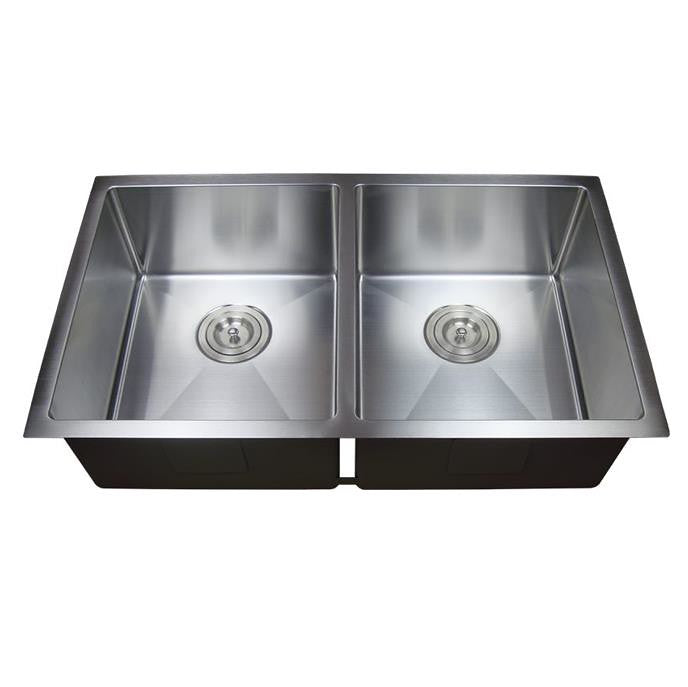 775*450*235mm 304 Stainless Steel Double Bowl Sink Square Wastel Top/Under Mount