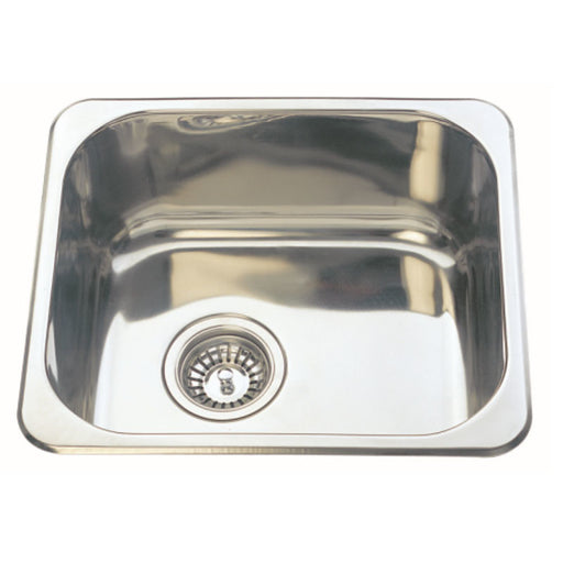 420*370*170mm BK Traditionell 304 Stainless Steel Chrome Square Top Mount Single Bowl Laundry Kitchen Sink - HD reno