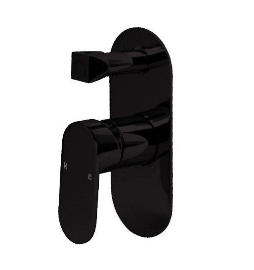BK Chrome/Matt Black/Brushed Nickel Brass Oval Curve Handle Shower/Wall Mixer With Diverter - HD reno