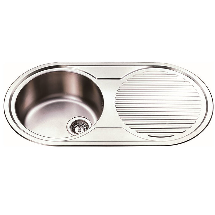 915*485*200mm Traditionell 304 Stainless Steel Round Top Mount Wirh Drainer Laundry Kitchen Sink - HD reno