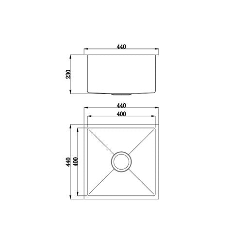440*440*230mm BK Arcko LUX 304 Stainless Steel Round Top Mount / Under Mount Chrome Brushed Gold Matt Black Wirh Drainer Single Bowl Laundry Kitchen Sink - HD reno