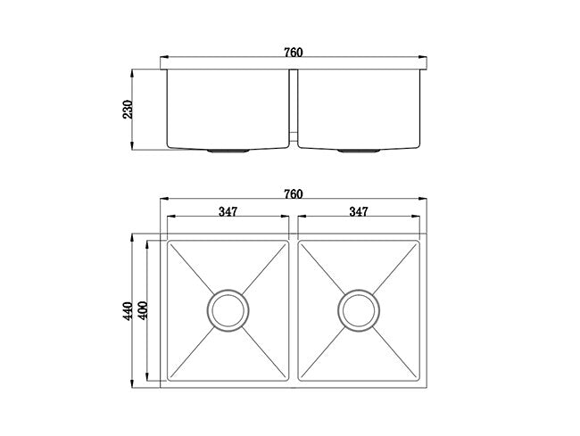 760*440*230mm Arcko LUX Stainless Steel Round Top Mount / Under Mount Chrome Brushed Gold Matt Black Wirh Drainer Double Bowls Laundry Kitchen Sink - HD reno