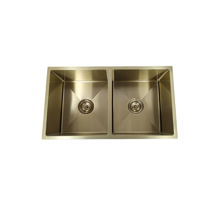 760*440*230mm Arcko LUX Stainless Steel Round Top Mount / Under Mount Chrome Brushed Gold Matt Black Wirh Drainer Double Bowls Laundry Kitchen Sink - HD reno