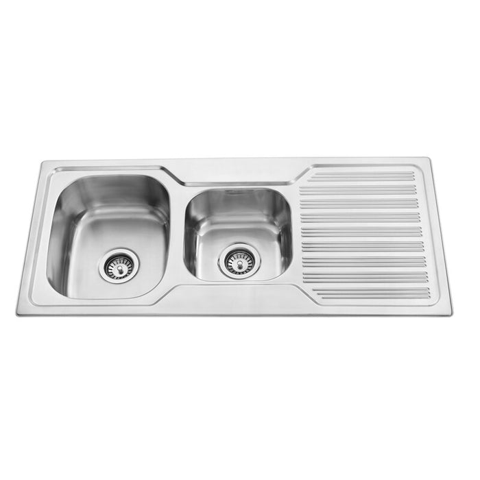 1080*480*170mm BK Traditionell 304 Stainless Steel Square Top Mount 1 and 3/4 Bowl Wirh Drainer Laundry Kitchen Sink - HD reno