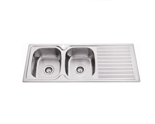 1180*480*170mm Traditionell 304 1TH Stainless Steel Square Top Mount Wirh Drainer Laundry Kitchen Sink - HD reno