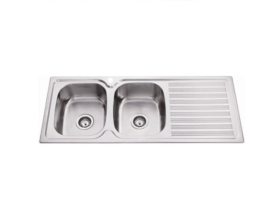 1180*480*170mm Traditionell 304 1TH Stainless Steel Square Top Mount Wirh Drainer Laundry Kitchen Sink - HD reno