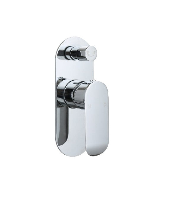 BK Chrome/Matt Black/Brushed Nickel Brass Oval Curve Handle Shower/Wall Mixer With Diverter - HD reno