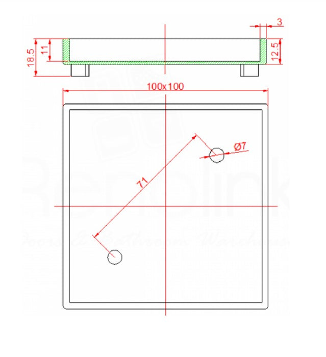 100mm BK WAHLEN 10 (TRADE) ECKIG Chrome/Matt Black/Brushed Nickel/Brushed Bronze/Brushed Gold Stainless Steel Square Smart Tile Insert Waste