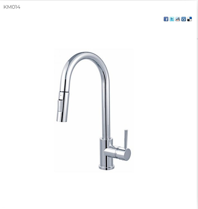 BK Kuchendesigner Chrome/Matt Black/Brushed Nickel/Gunmetal Grey/Brushed Gold Brass Round Pull Out Kitchen Mixer - HD reno
