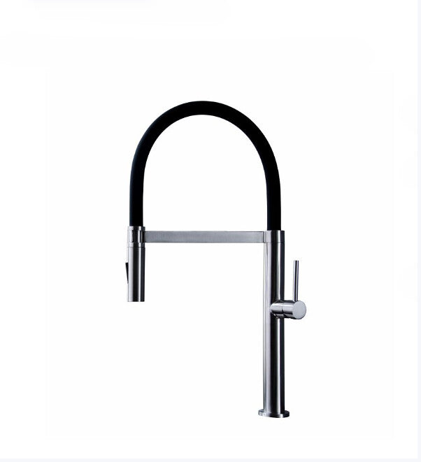 BK Kuchendesigner Chrome And Matt Black Stainless Steel Round Swivel Pull Out Kitchen Mixer - HD reno
