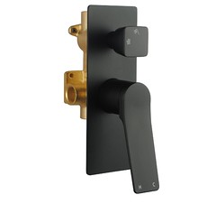 Aquaperla RUSHY Matt Black Solid Brass Square With Diverter Wall Mixer - HD reno