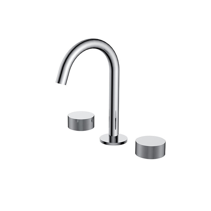 BK QI Rund Chrome/Matt Black/Brushed Nickel Brass Round Hob Mounted Basin Tap Set - HD reno