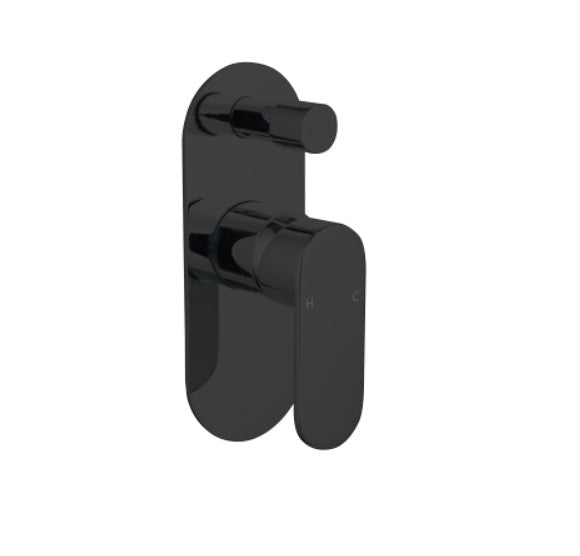 BK Chrome/Matt Black/Brushed Nickel Brass Oval Handle Wall Mixer With Diverter - HD reno