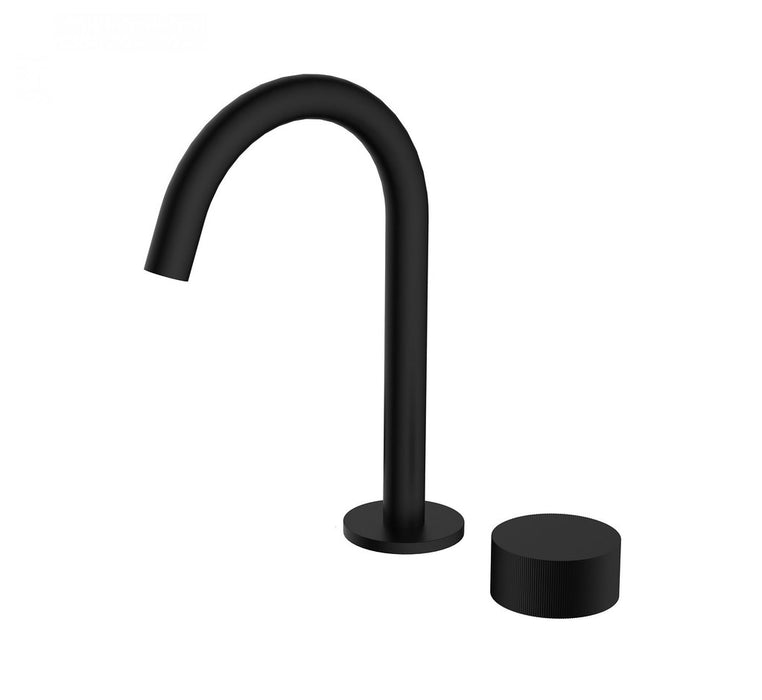 BK QI Rund Progressive Chrome/Matt Black/Brushed Nickel/Gunmetal Grey/Brushed Gold Brass Round Hob Mounted Basin Tap Set - HD reno
