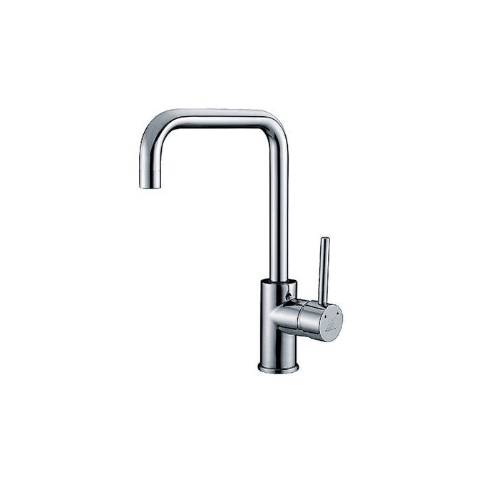BK Rund Chrome/Matt Black Premium Brass Curved Swivel Sink Mixer - HD reno