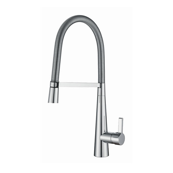 BK Kuchendesigner Chrome Brass Round Pull Out Gooseneck Kitchen Mixer - HD reno