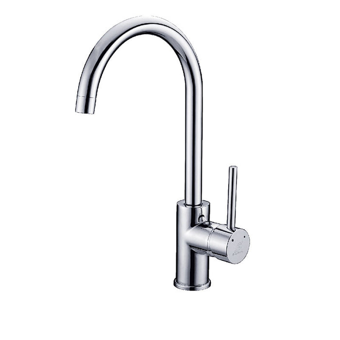 BK Rund Chrome/Matt Black/Brushed Nickel Premium Brass Round Gooseneck Swivel Sink Mixer - HD reno