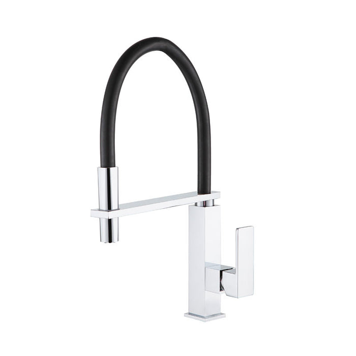 BK Kuchendesigner Chrome And Matt Black Brass Square Swivel Pull Out Kitchen Mixer - HD reno