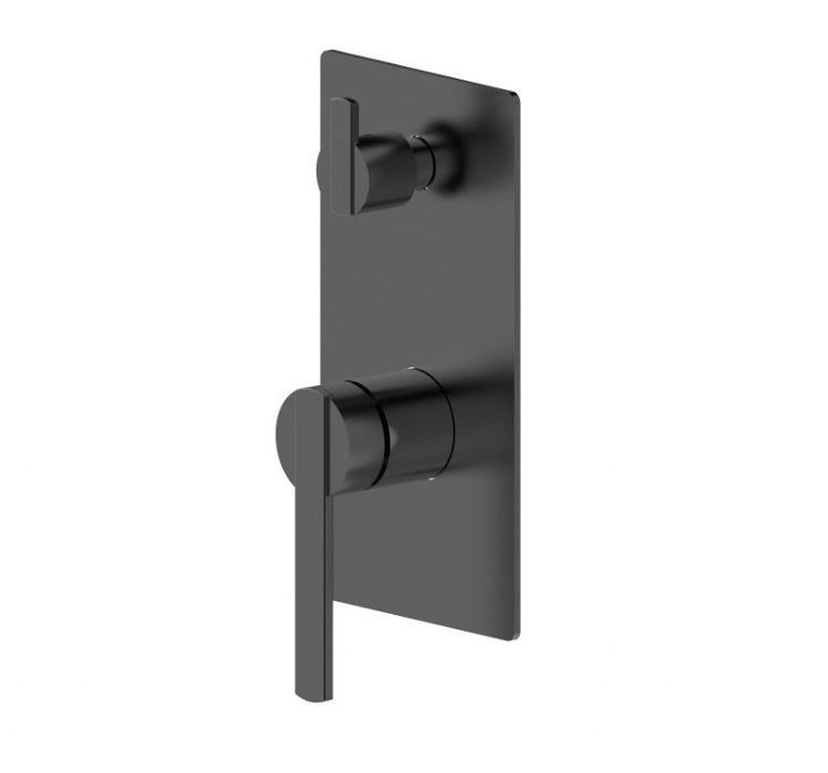 BK Litcht Matt Black Brass Round Shower/Wall Mixer With Diverter - HD reno