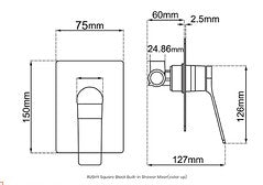 Aquaperla RUSHY Matt Black Solid Brass Square Built-in Shower Mixer - HD reno