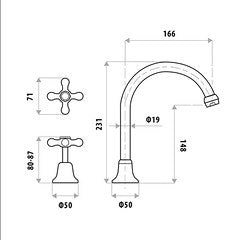 Entice Vanity Hob Sink Three-Piece Set Chrome Quality Brass