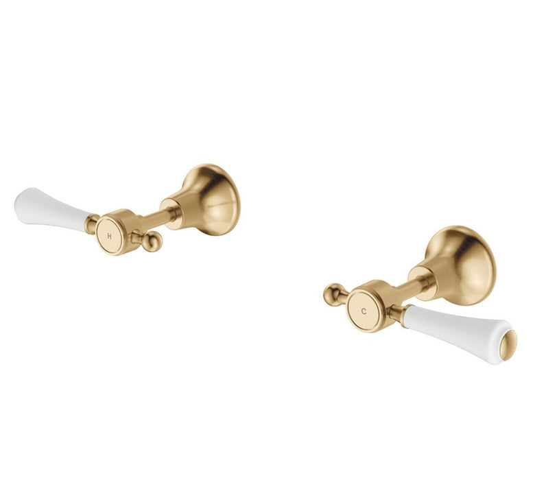 Fienza Lillian Chrome/Matt Black/Brushed Nickel/Urban Brass Solid Brass With Ceramic White Handle Lever Wall Top Assemblies