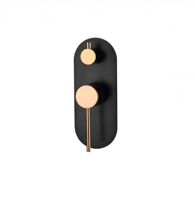 INS Roul Matt Black & Rose Gold Round Wall Diverter Mixer
