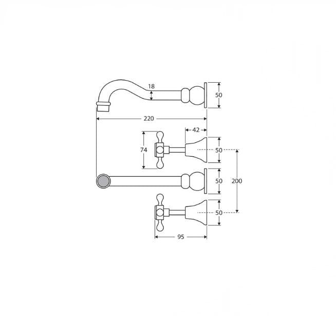 Fienza Lillian Chrome/Matt Black/Brushed Nickel/Urban Brass Solid Brass Basin/Bath Wall Set