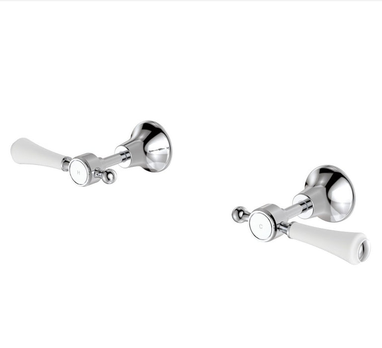 Fienza Lillian Chrome/Matt Black/Brushed Nickel/Urban Brass Solid Brass With Ceramic White Handle Lever Wall Top Assemblies