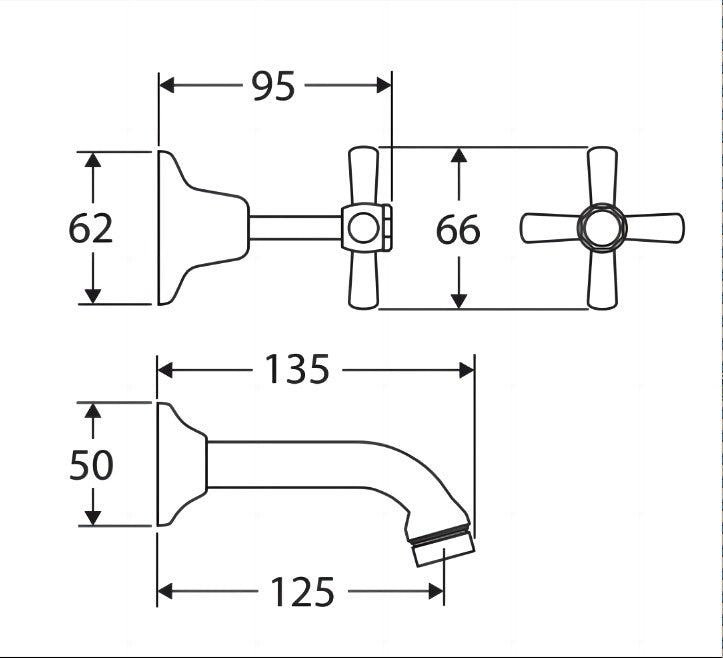 Fienza Houston Chrome Solid Brass Jumper Valve Three-piece Bath Set