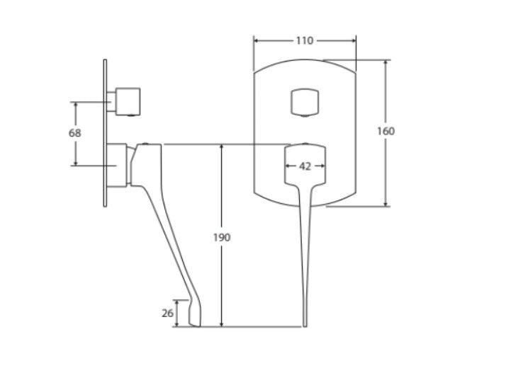 Fienza Koko Care Matt Black Solid Brass Soft-square Wall Diverter Mixer