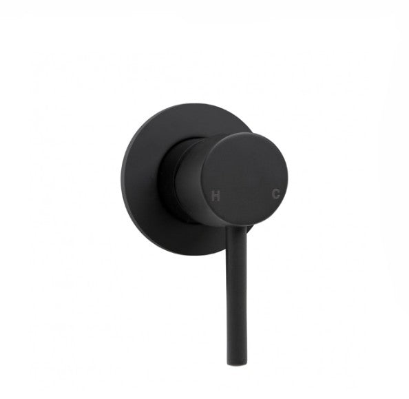 Fienza Hustle Matt Black Solid Brass Round Plate Wall Mixer