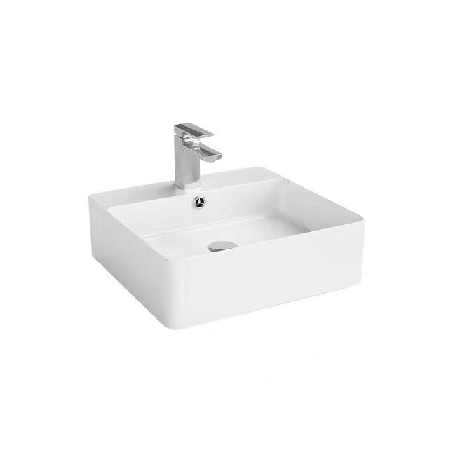 450*420*140mm Poseidon B4542 Ultra Slim Gloss White Ceramic Rectangle With Overflow 1 Tap Hole Wall Hung/Above Counter Basin