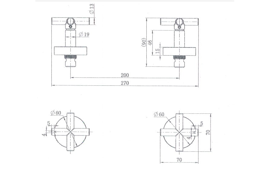 Modernnational Ryker Chrome/Matt Black/Brushed Bronze/Brushed Nickel Solid Brass 1/4 Turn Wall Stop Assemblies