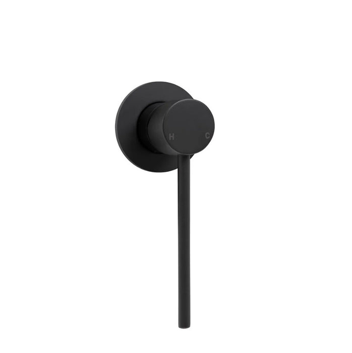 Fienza Hustle Care Matt Black Solid Brass Round Plate Wall Mixer
