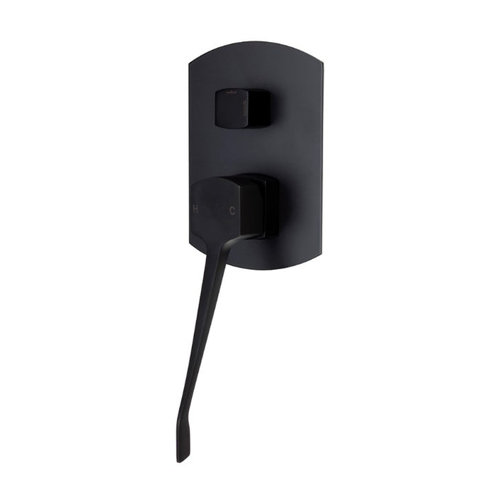Fienza Koko Care Matt Black Solid Brass Soft-square Wall Diverter Mixer