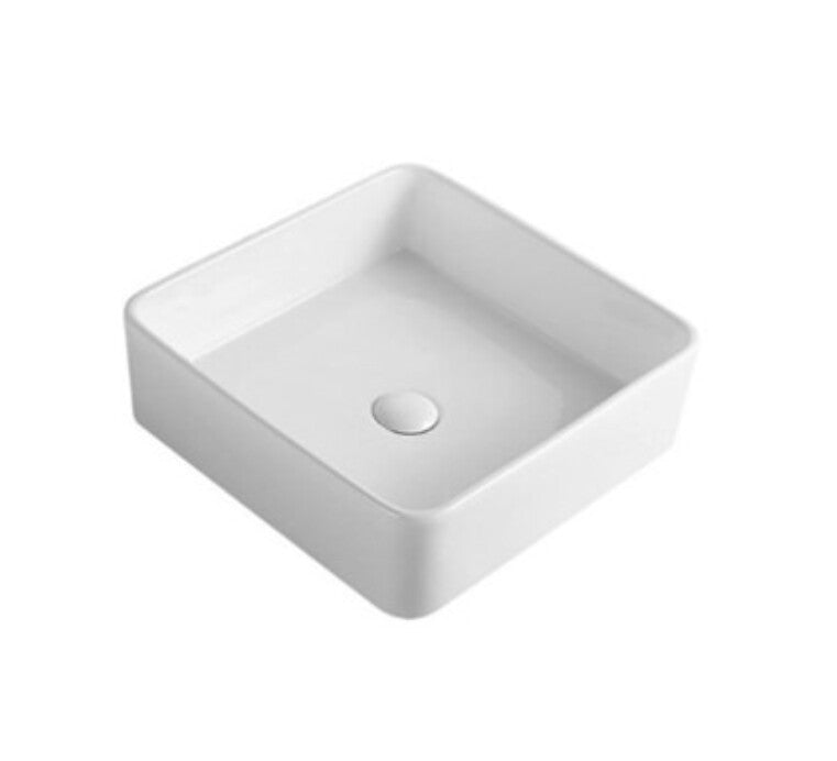 415*415*135mm Poseidon Ultra Slim PA4141 Gloss White Ceramic Square Above Counter Basin