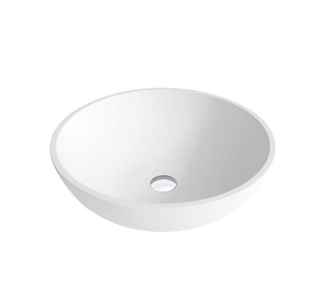 380*380*160mm FIE Lexy Matte White Cast Stone Round Above Counter Basin