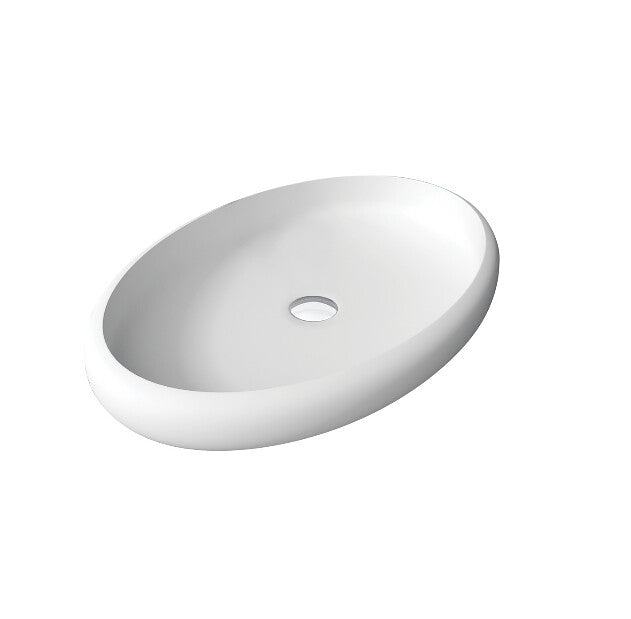 600*410*110mm FIE Antonia Matte White Cast Stone Oval Above Counter Basin