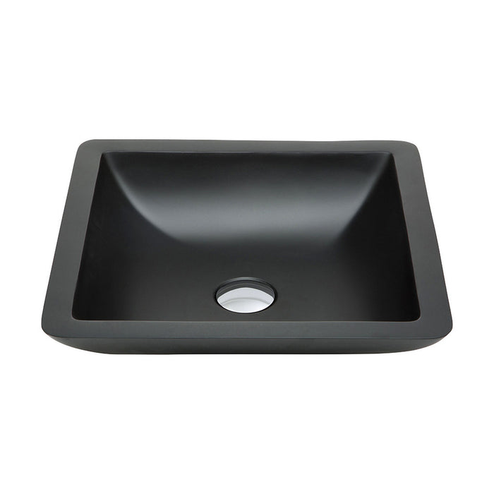 420*420*105mm FIE Classique Matte White/Black Cast Stone Rectangle Above Counter Basin