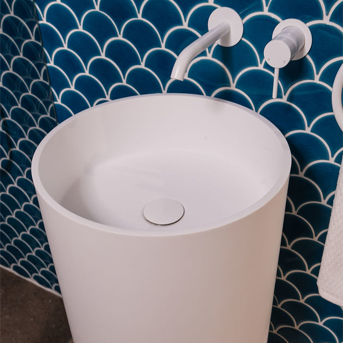 430*400*400mm FIE Livo Matte White Cast Stone Round Wall-Hung Basin