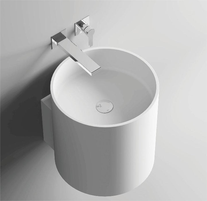 430*400*400mm FIE Livo Matte White Cast Stone Round Wall-Hung Basin