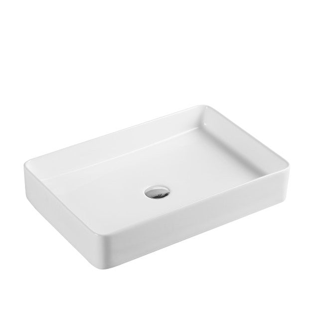605*405*115mm Poseidon Ultra Slim PA6140 Gloss White Ceramic Rectangle Above Counter Basin